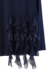 Yandan Şifon Volanlı Bluz- LYN04101 Lacivert