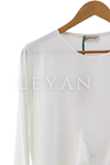 Yandan Şifon Volanlı Bluz- LYN04101 Ekru