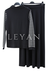 Orhan Store Çizgili Etekli Takım- LYN04114 Siyah