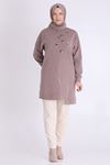 Behrem Taş İşlemeli Tunik- LYN04113 Kestane