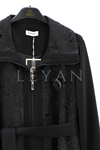 Orhan Store Çiçek Figürlü Pardesü- LYN04156 Siyah