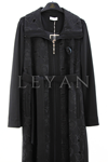Orhan Store Çiçek Figürlü Pardesü- LYN04156 Siyah