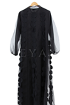 Orhan Store Lazer Kesim Detaylı Abaya Takım- LYN02674 Siyah
