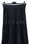 Saten Kırıştırma Etek-LYN02349 Siyah