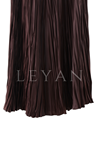 Saten Kırıştırma Etek-LYN02349 Kahve