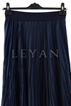 Saten Kırıştırma Etek-LYN02349 Lacivert