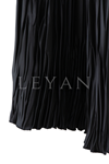 Saten Kırıştırma Etek-LYN02349 Siyah