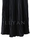 Saten Kırıştırma Etek-LYN02349 Siyah