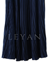 Saten Kırıştırma Etek-LYN02349 Lacivert