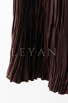Saten Kırıştırma Etek-LYN02349 Kahve