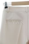 Sentez Paçası Fermuarlı Pantolon-LYN02639 Taş