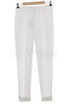 Sentez Paçası Fermuarlı Pantolon-LYN02639 Beyaz