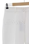 Sentez Paçası Fermuarlı Pantolon-LYN02639 Beyaz