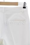 Sentez Paçası Fermuarlı Pantolon-LYN02639 Beyaz