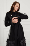 Orhan Store Katlı Abaya Takım- LYN03269 Siyah
