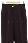 Sentez Paçası Düğmeli Pantolon- LYN03104 Kahve