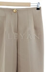 Sentez Paçası Düğmeli Pantolon- LYN03104 Vizon