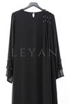 Behrem Şifon Taşlı Abiye Elbise- LYN03754 Siyah