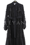 Orhan Store Yakma Puantiye Detaylı Abaya Takım- LYN03817 Siyah