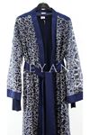Orhan Store Payet Detaylı Saten Abaya Takım- LYN03799 Lacivert