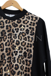 Orhan Store Taşlı Leopar Tunik- LYN03284 Siyah