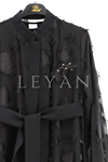 Orhan Store Yakma Puantiye Detaylı Abaya Takım- LYN03817 Siyah