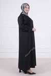 Behrem Taşlı Abaya- LYN03827 Siyah