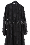 Orhan Store Yakma Puantiye Detaylı Abaya Takım- LYN03817 Siyah