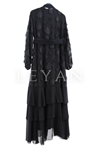 Orhan Store Yakma Puantiye Detaylı Abaya Takım- LYN03817 Siyah