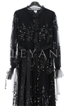 Orhan Store Payetli Pilise Abaya Takım- LYN03839 Siyah