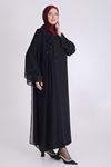 Behrem Şifon Taşlı Abiye Elbise- LYN03754 Siyah