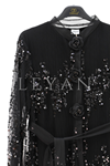 Orhan Store Payetli Pilise Abaya Takım- LYN03839 Siyah