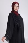 Behrem Şifon Taşlı Abiye Elbise- LYN03754 Siyah