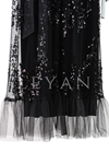 Orhan Store Payetli Pilise Abaya Takım- LYN03839 Siyah