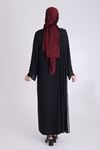 Behrem Şifon Taşlı Abiye Elbise- LYN03754 Siyah