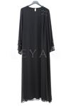 Behrem Şifon Taşlı Abiye Elbise- LYN03754 Siyah