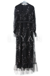 Orhan Store Payetli Pilise Abaya Takım- LYN03839 Siyah
