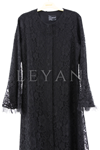 Tül Detaylı Güpür Ferace- LYN03526 Siyah