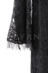 Tül Detaylı Güpür Ferace- LYN03526 Siyah