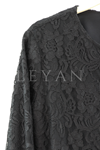 Tül Detaylı Güpür Ferace- LYN03526 Siyah