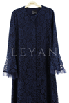 Tül Detaylı Güpür Ferace- LYN03526 Lacivert