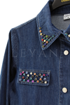 Orhan Store Renkli Taşlı Kot Takım- LYN03606 Mavi