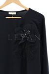 Güpür Detaylı Şifonlu Bluz- LYN03845 Siyah
