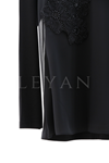 Çiçek Detaylı Şifonlu Bluz- LYN03844 Siyah