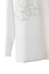 Çiçek Detaylı Şifonlu Bluz- LYN03844 Ekru
