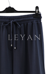 Sentez Berlin Yanı Nervürlü Geniş Bambu Pantolon- LYN04014 Lacivert