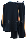 Orhan Store Şerit Detaylı Pantolonlu Takım- LYN03423 Siyah