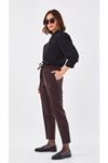 Sentez Beli Lastikli Kumaş Pantolon- LYN02048 Kahve