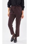 Sentez Beli Lastikli Kumaş Pantolon- LYN02048 Kahve