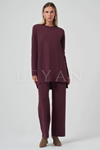 Nuss Taş Detaylı Takım- LYN04142 Bordo